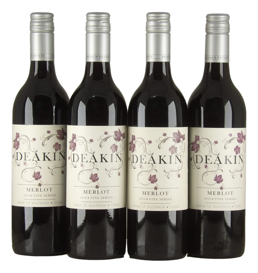 Deakin Merlot 2013 (4x 750mL), Victoria.
