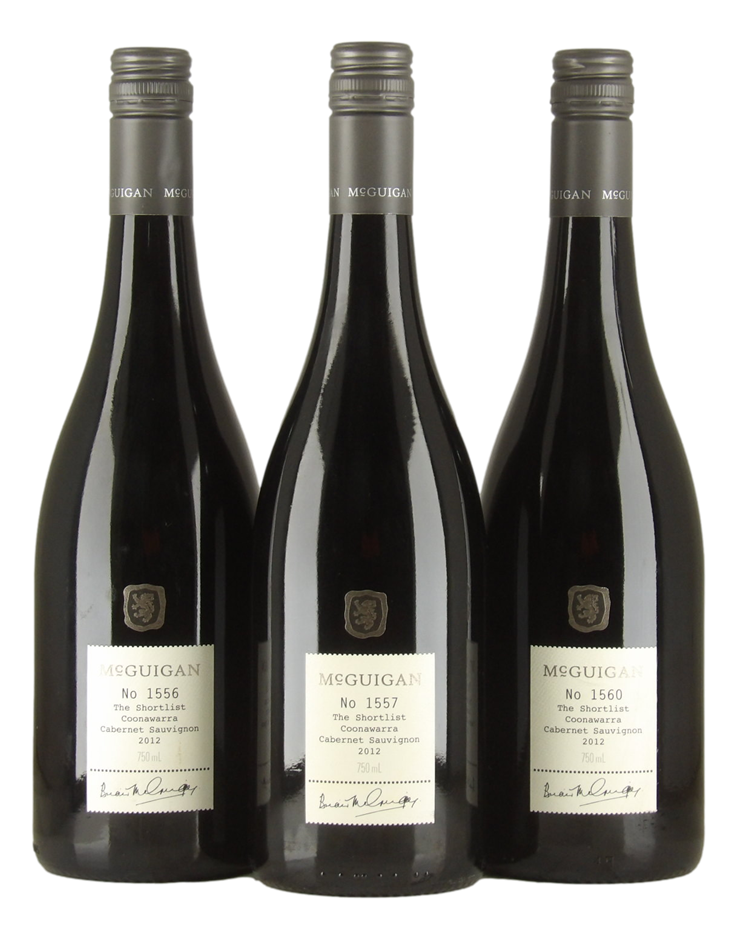 McGuigan-The Shortlist Cabernet Sauvignon 2012 (3x 750mL), Coonawarra.