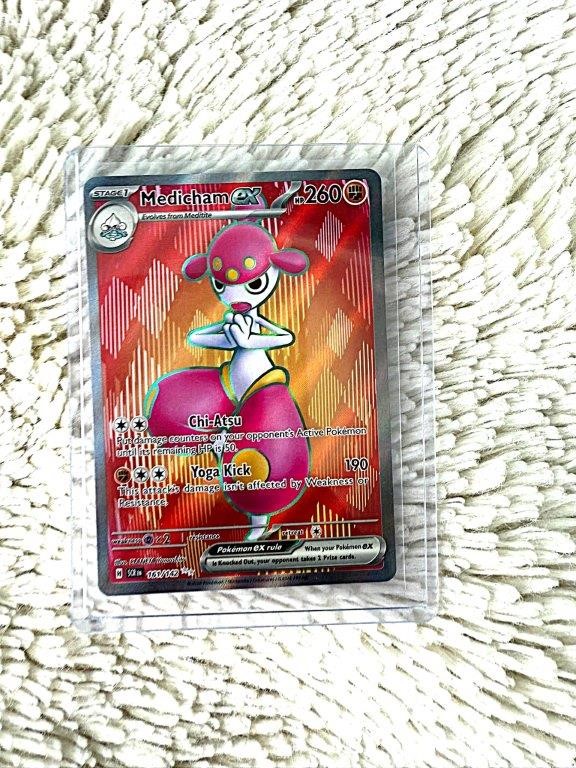 English Medicham ex vibrant artwork powerful Fighting-type attacks. Pokémon