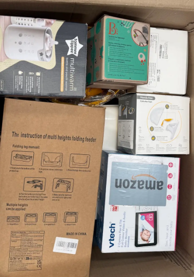 Assorted Box of Baby Items incl: Multiwarm Bottle and Pouch Warmer, V-tech