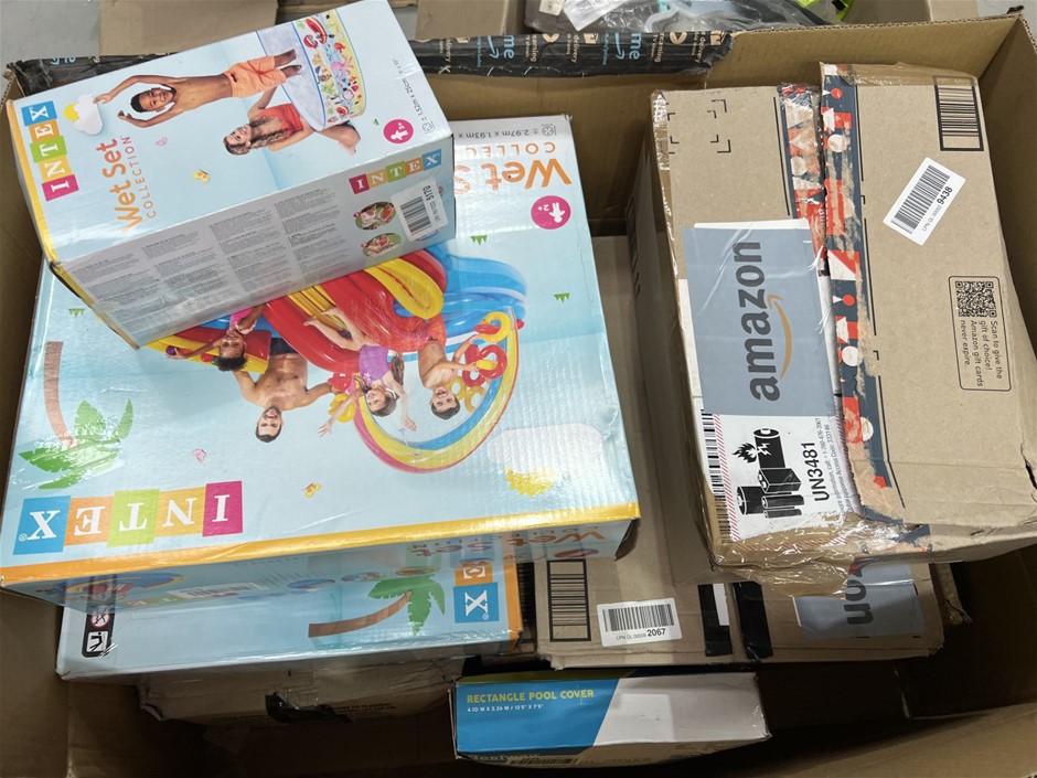 8 x Assorted Pool Products; Incl. Pool Cover, Inflatables, Slides, Mini Poo