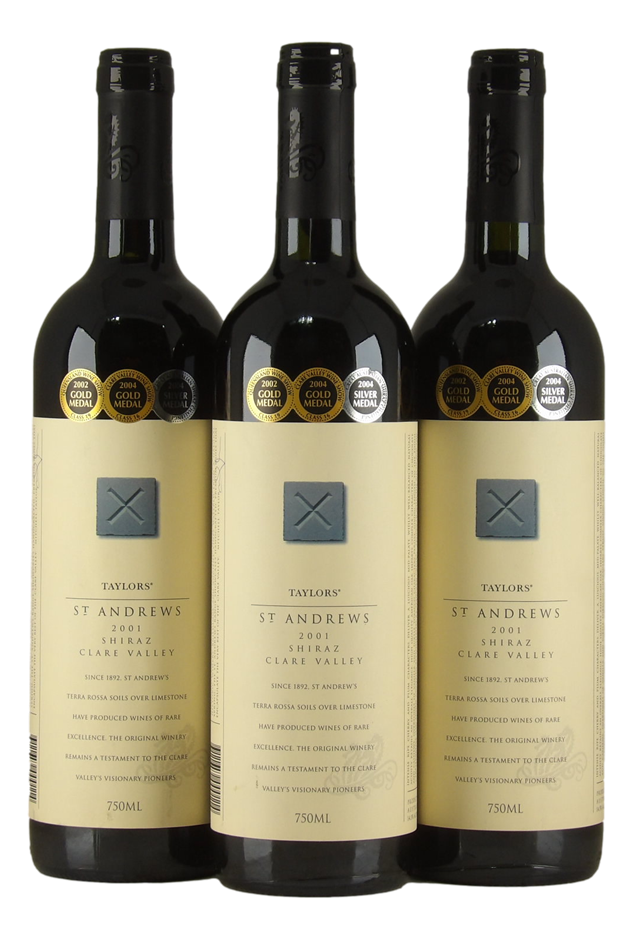 Taylors St Andrews Shiraz 2001 (3x 750mL) Clare Valley