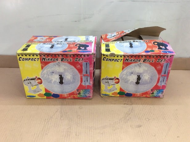 Compact Mirror Ball Set Disco Party Stage Light Kit (Lot of 2)