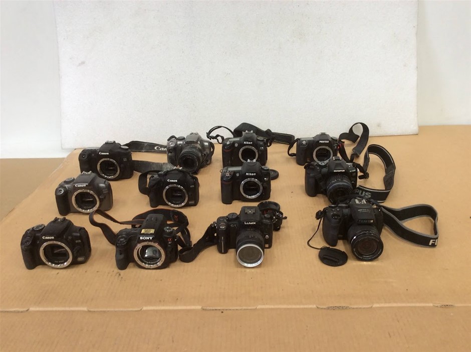 Canon Nikon Sony Panasonic Olympus Pentax Fujifilm Cameras (Lot of 12)