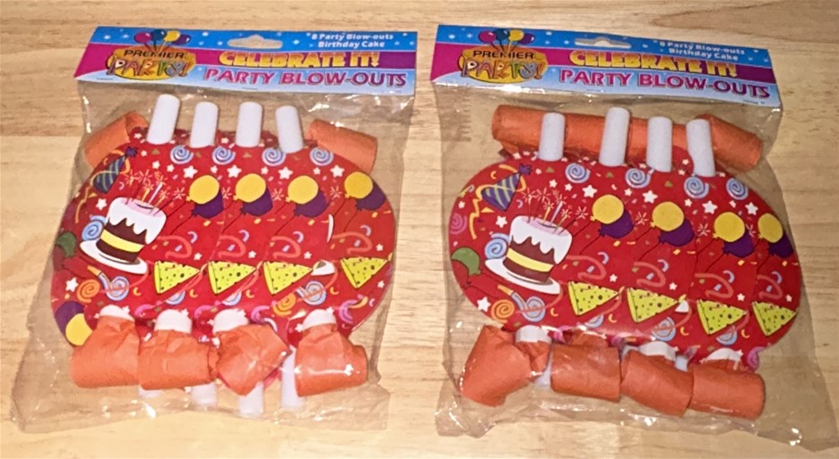 48x Party Blow-Outs (Birthday Cake Design)