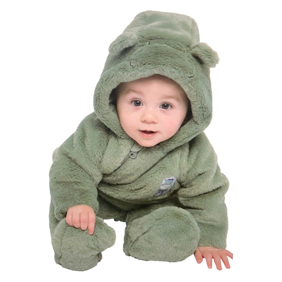 PEKKLE Baby's 1pc Onesie, Size 12M (1), Olive/Hippo.