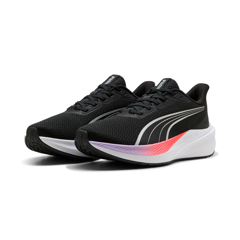 PUMA Dasher Lite Shoes, Size US7.5, Black/SIlver/LightLavender/UltraCoral (