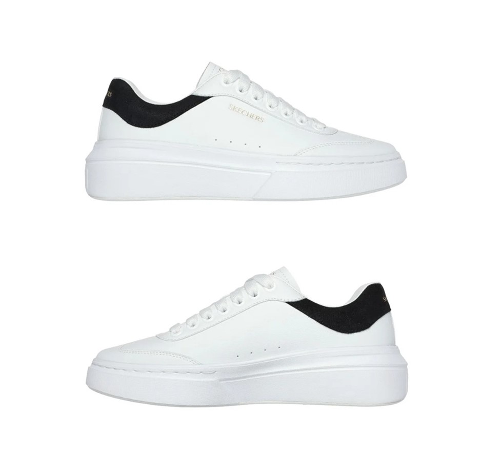 SKECHERS Women's Cordova Court Shoes, Size US8.5, White/Black (WBK), 185060