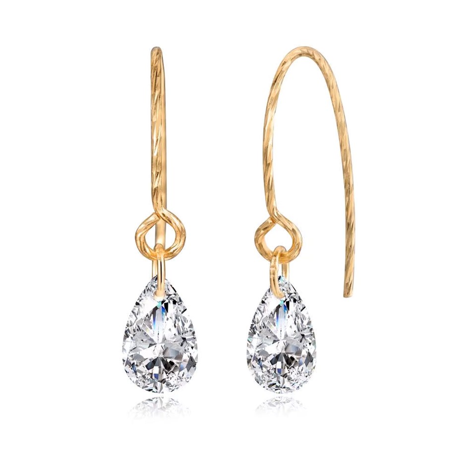 Pear Gold Filled 925 Silver Cubic Zirconia Fancy Hook Earrings