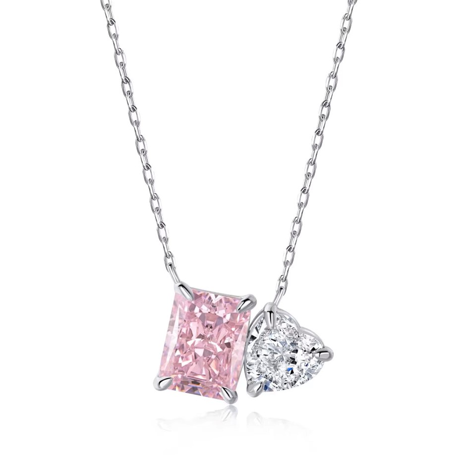 1.5ct 925 Sterling Silver Cubic Zirconia Rectangle Pendant Necklace