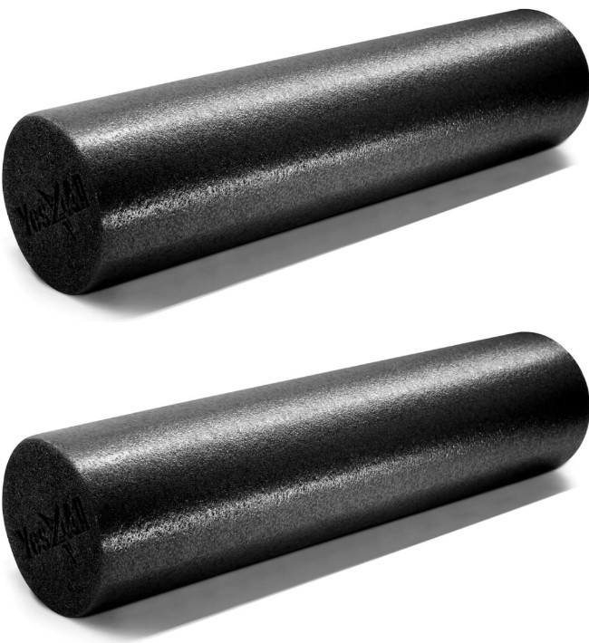 2x YES4ALL Medium Firm Round PE Foam Roller for Pilates, Yoga, Stretching,