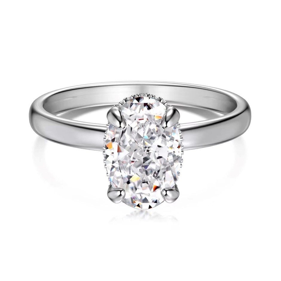 1.5ct Oval Cubic Zirconia 925 Sterling Silver Ring - Size 8