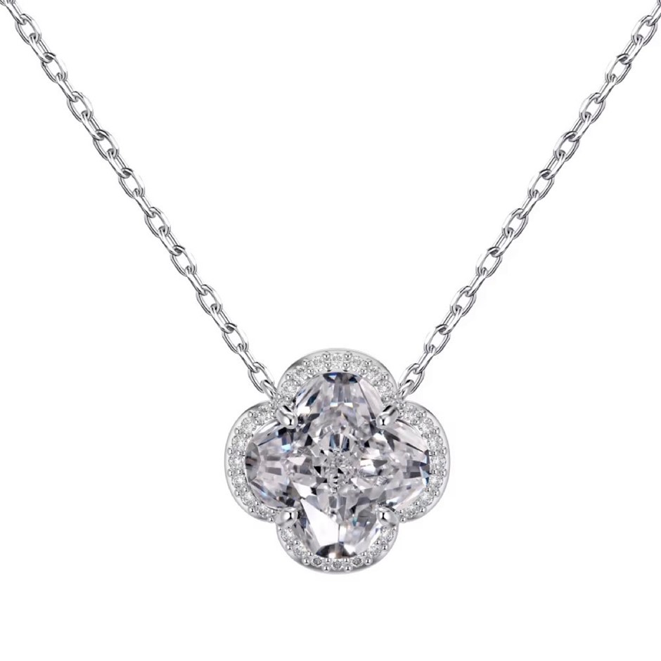 925 Silver Cubic Zirconias Quincunx  Pendant Necklace