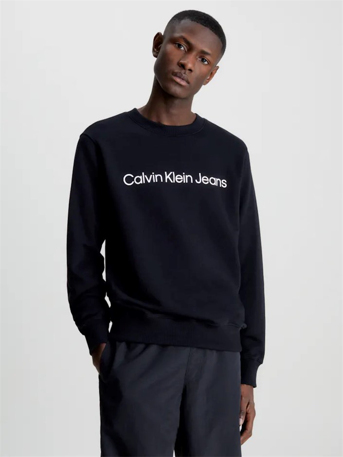CALVIN KLEIN Men's Core Institutional Logo Sweatshirt, SIze S, Ck Black, J3