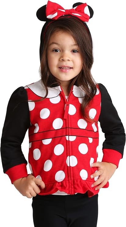DISNEY Girl's Minnie Mouse Costume Zip-up Hoodie, Size 5T, Black/Red, IESTM