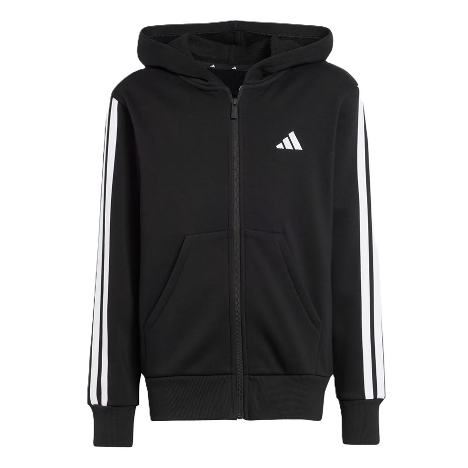 ADIDAS Kids' Unisex 3S Fleece Zip Hoodie, Size AU 11-12Y, Black/White, JD64