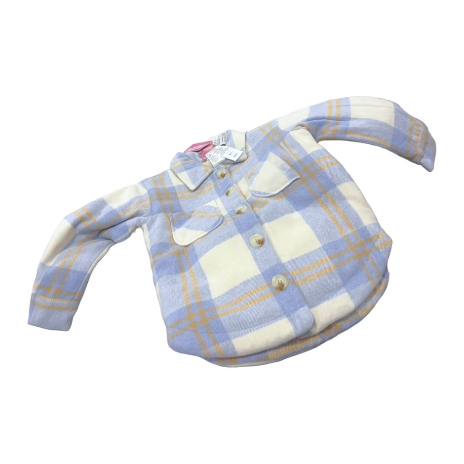 OCEANBREAK Girls' Sherpa-Lined Shacket, Size 5-6, 2% Wool, Blue. Buyers No