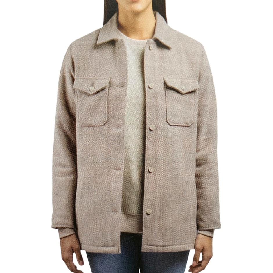 JACHS Women's Wool Blend Shacket, Size XL, 17% Wool, Stone. Buyers Note -