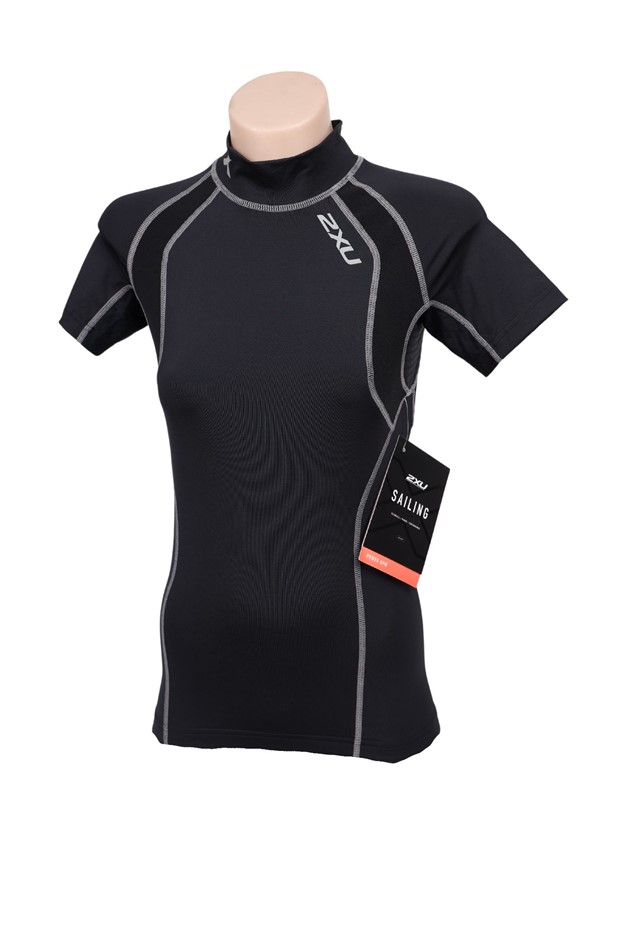 2XU Women's Short Sleeve High Performance Power Top, Size L, Black/Reflecti