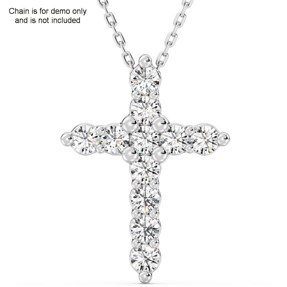 1.05 Carats White Gold Lab Grown Diamond Cross Pendant (Stamped 9K )
