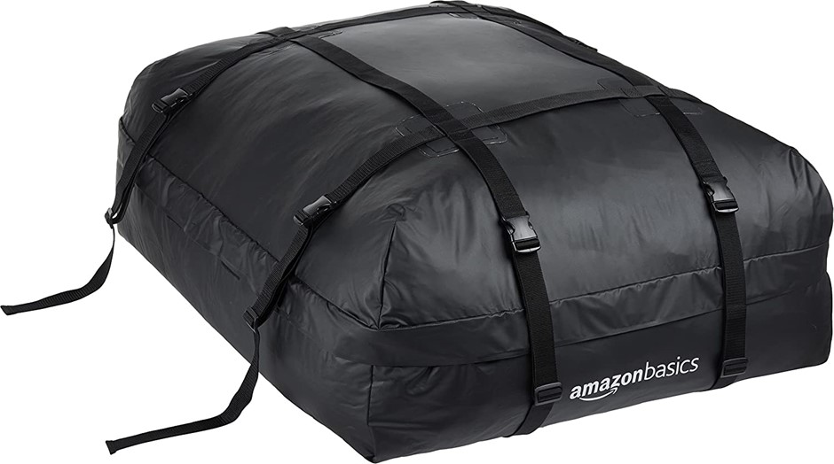 AMAZON BASICS Rooftop Cargo Carrier Bag, Black, 15 Cubic Feet. NB: Unknown