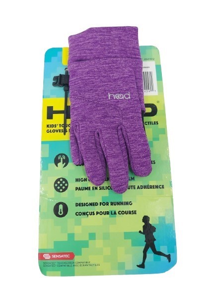 2 Pairs x HEAD Kids' Sensatec Touchscreen Gloves, Size M (6-10), Purple.  B