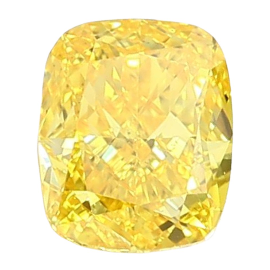 1.02 Carat Cushion Shape Diamond Fancy Vivid Yellow / VS1