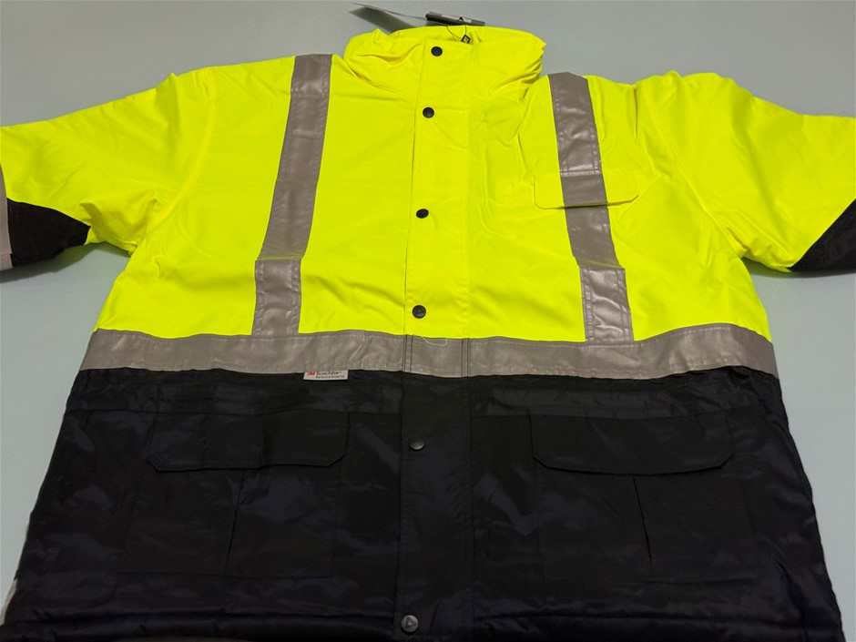 VISITEC STORMSTOPPER HI VIS WORK JACKET YELLOW / NAVY SIZE 2XL