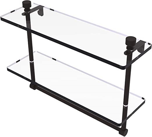 ALLIED BRASS Foxtrot Collection 41cm Glass Shelf with Towel Bar.