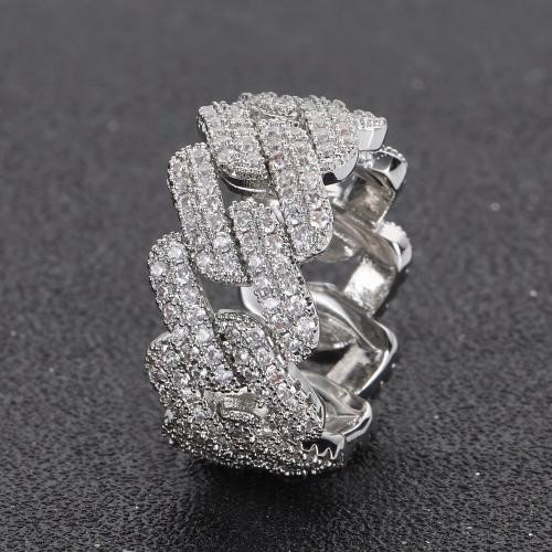 18K White Gold-Filled Iced Out Ring with AAA+ Cubic Zirconia - Size 8