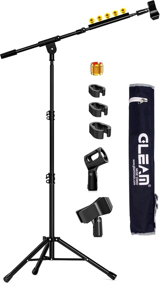 GLEAM Microphone Stand for Light Microphone under 0.45kg - Tripod Boom Arm