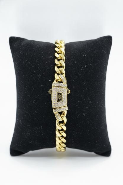 14K-Stamped Yellow Gold Bonded Cuban Bracelet -17.5cm-6mm-Bonus Gift