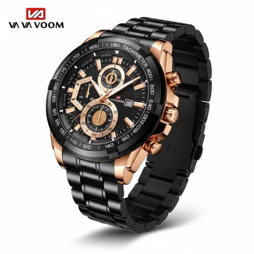 Jewelz Merchants Men’s Black & Rose Gold-Tone Watch – Father’s Day