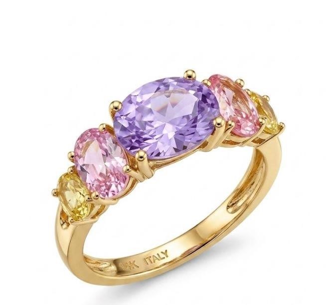 18K/Italy 3.0ctw Oval Cut Yellow Gold Bonded Ring Warranty Quality-8US