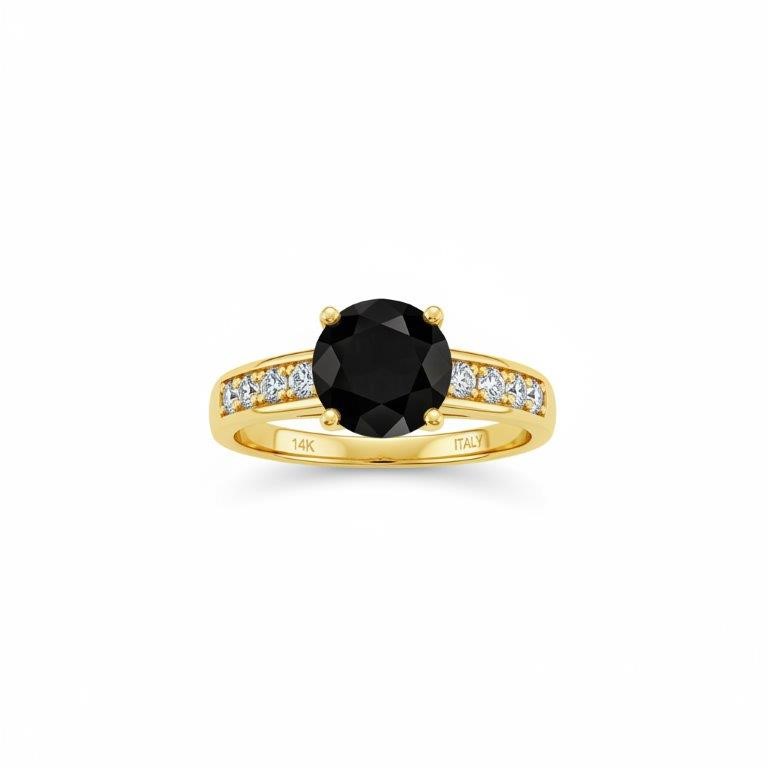 14K/Italy 1.0ct Black Yellow Gold Bonded Ring(stamped)Warranty Quality-6US