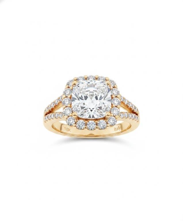 18K/Italy 2.5ct princess Cut Yellow Gold Bonded Ring Warranty Quality-8US