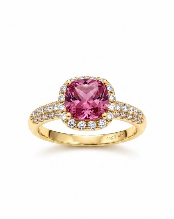 14K/Italy 2.0ct Pink Princess Cut Yellow Gold Bonded Ring Quality-8US