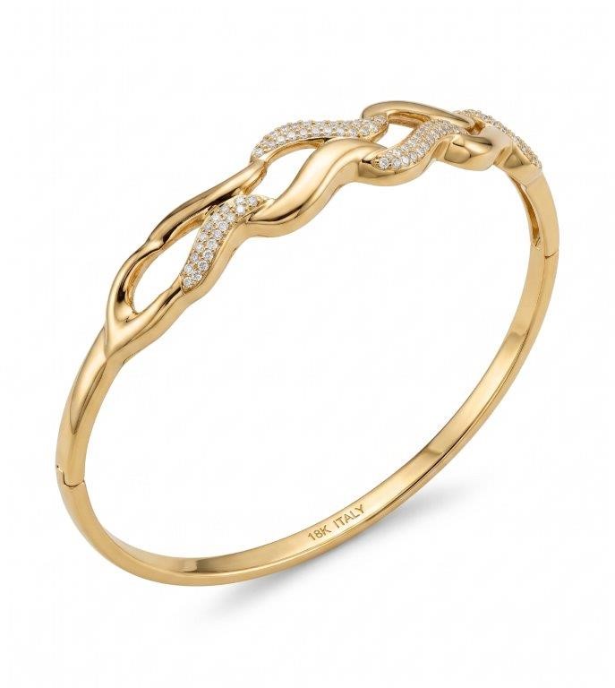 18K/ITALY Yellow Gold Bonded bangle -(stamped 18K/Italy)