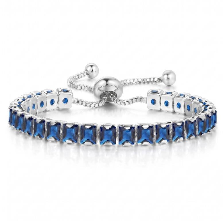 925 Sterling Silver Tennis Bracelet Princess Cut Simulated Diamonds