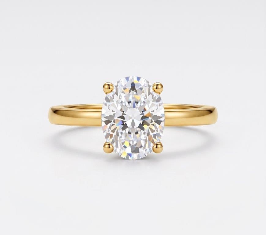 925 Sterling Silver 4.0ct Oval Cut White Ring Simulated Diamonds