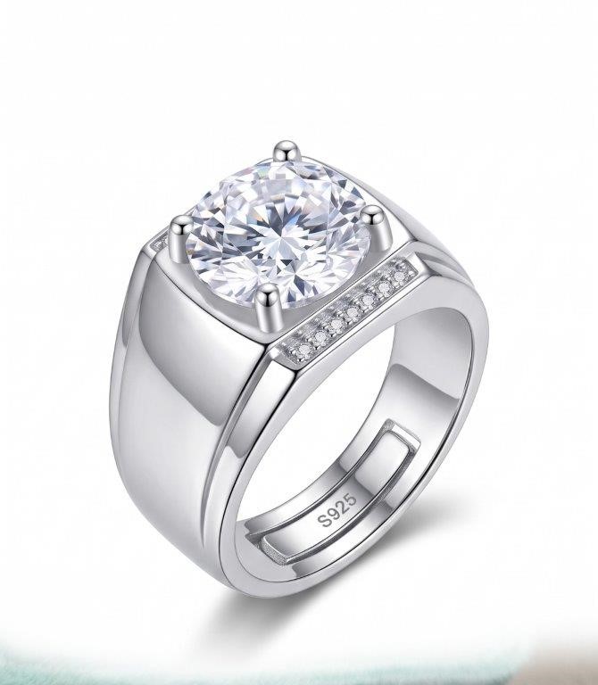 925 Sterling Silver 5.0ct Rounde Brilliant Cut White  Ring  Simulated