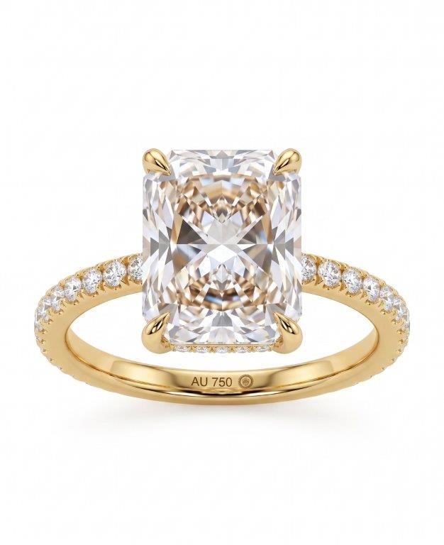 925 Sterling Silver 5.0ct Emerald Cut White Ring Simulated Diamonds