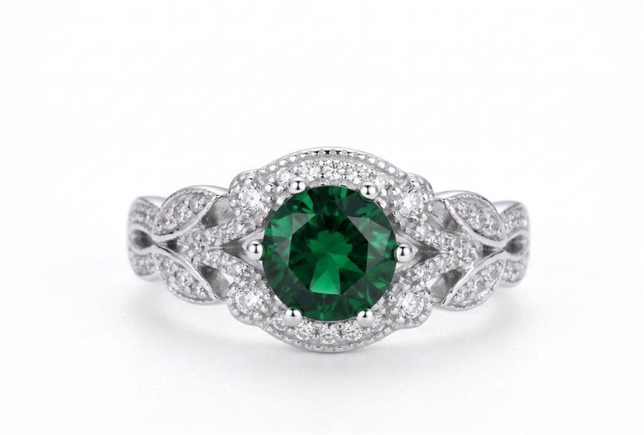 925 Sterling Silver 1.0ct Round Cut White  Ring  Simulated Diamonds