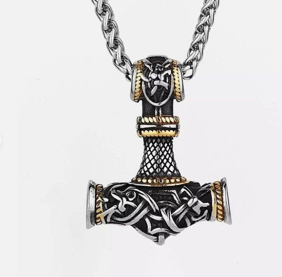 Jewelz Merchants Viking Thor’s Hammer Pendant Necklace – Free Chain