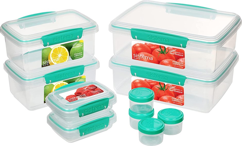 SISTEMA Klip IT Food Storage Containers, 6 Plastic Food Containers with Lid