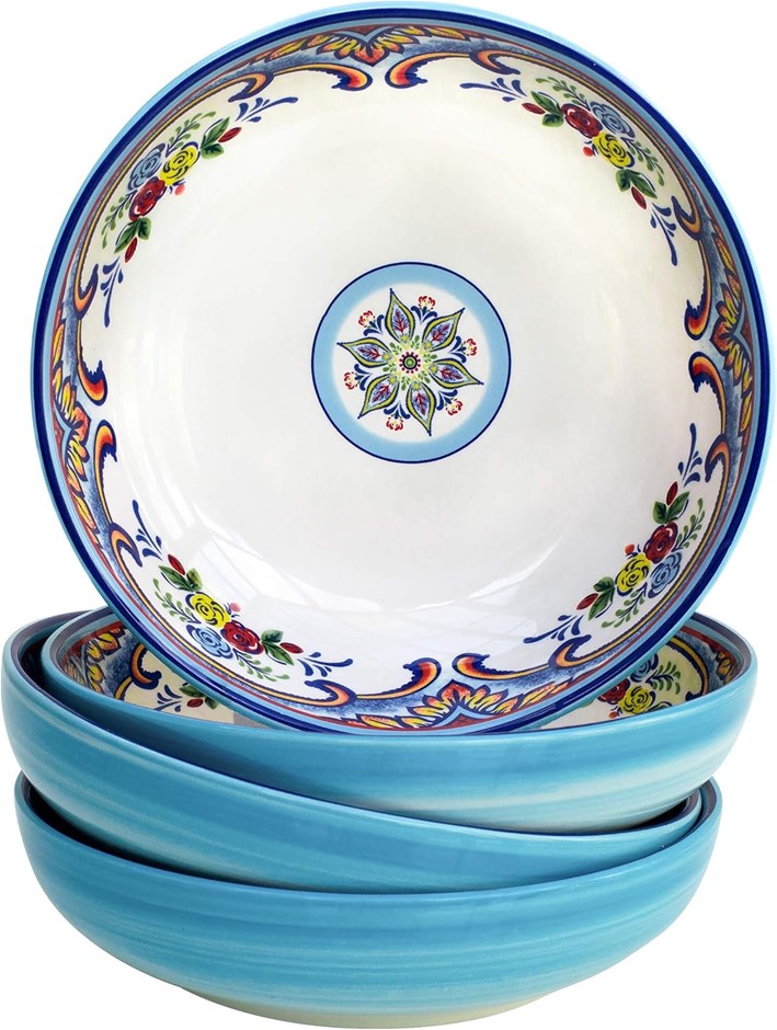 Euro Ceramica Zanzibar 4-Piece Pasta Bowl Set