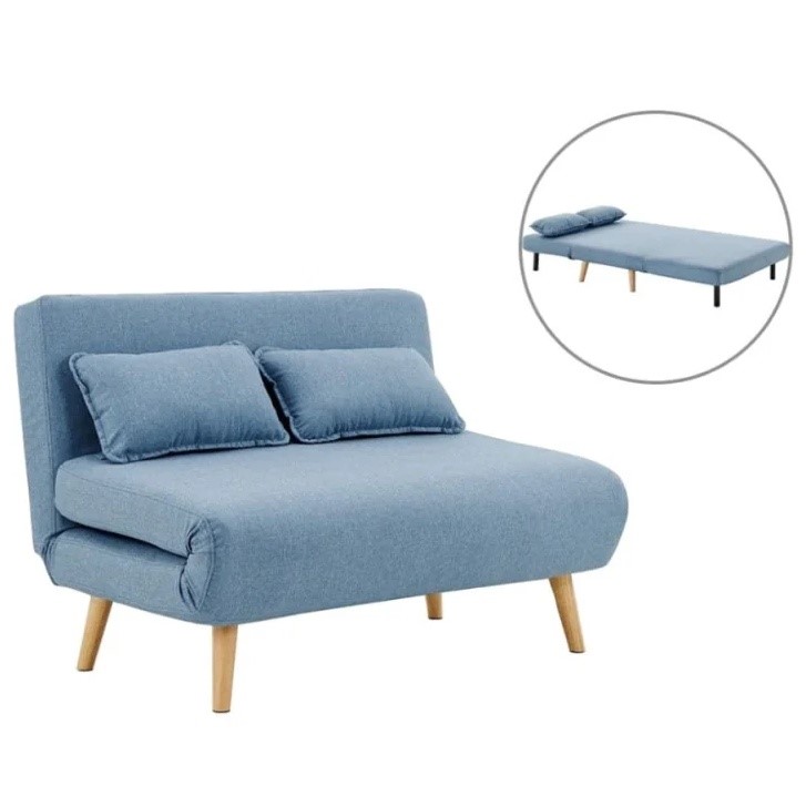 OVELA Jepson 2 Seater Sofa Denim Blue (Sofa: 114 x 81 x 80cm | Sofa Bed: 11