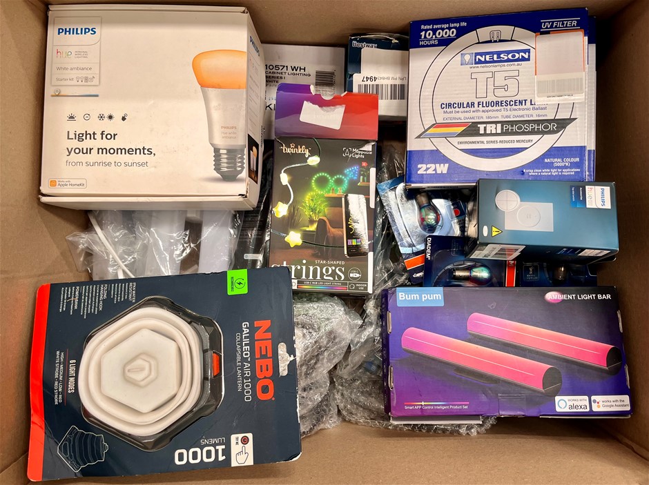 Assorted Smart Lighting Products Including PHILIPS, NEBO, OSRAM & More. NB: