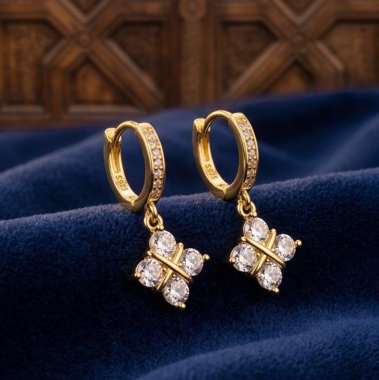 925 Sterling Silver White Simulated Diamonds Earrings