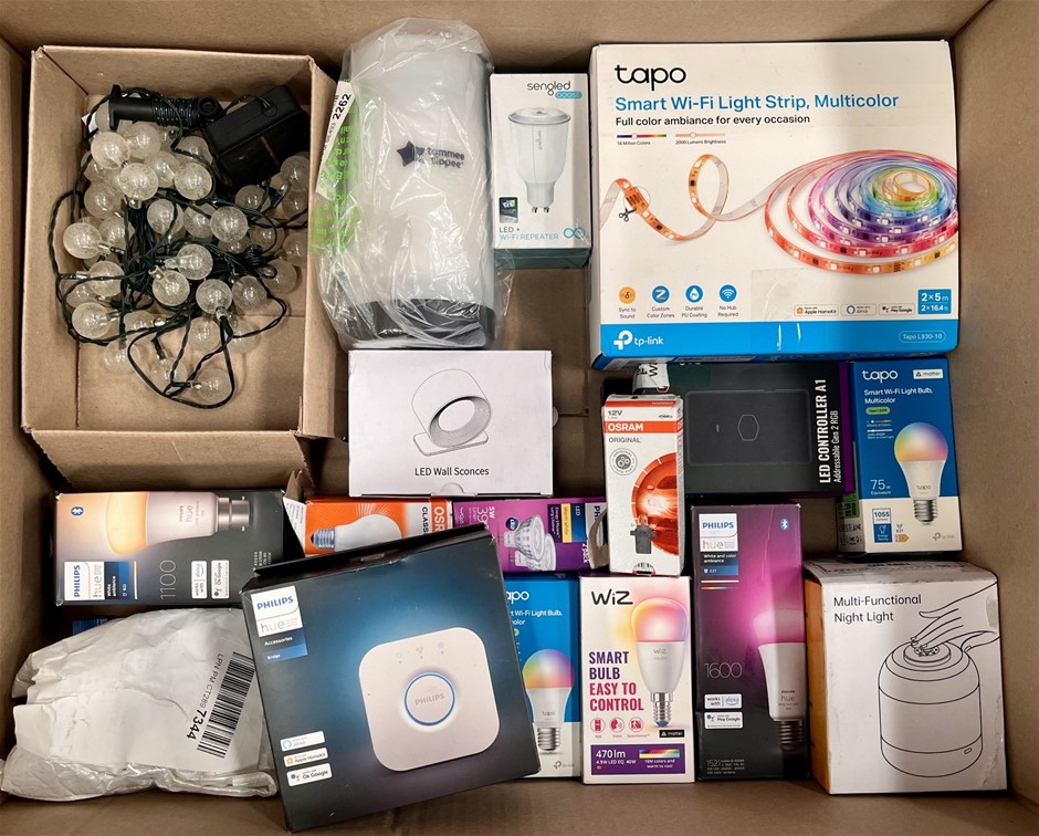 Assorted Lighting Products Including PHILIPS, WiZ, TAPO & More. NB: Sold as